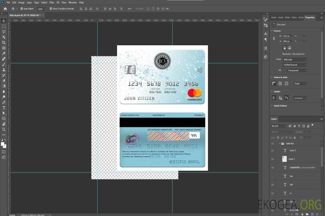Carte bancaire Mastercard de la Banco Central de Venezuela du Venezuela template
